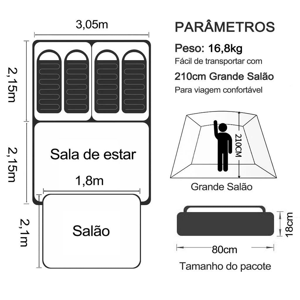 Barraca Camping Acampamento (10-16 Pessoas) Grande Varanda