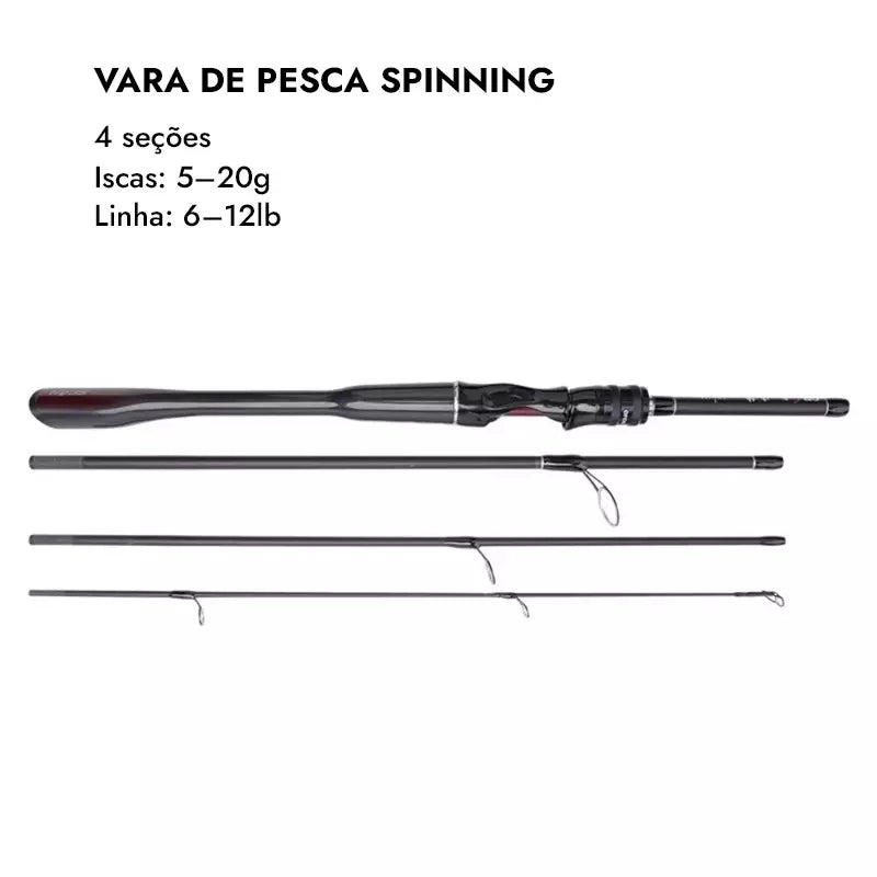 Vara de Pesca Mavllos Ocka Portátil 12LB, 1.80 à 2.10m - isca 5-20g 4 repartições