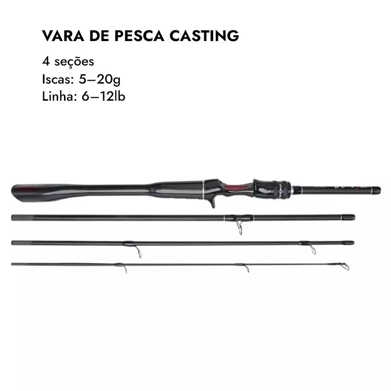 Vara de Pesca Mavllos Ocka Portátil 12LB, 1.80 à 2.10m - isca 5-20g 4 repartições