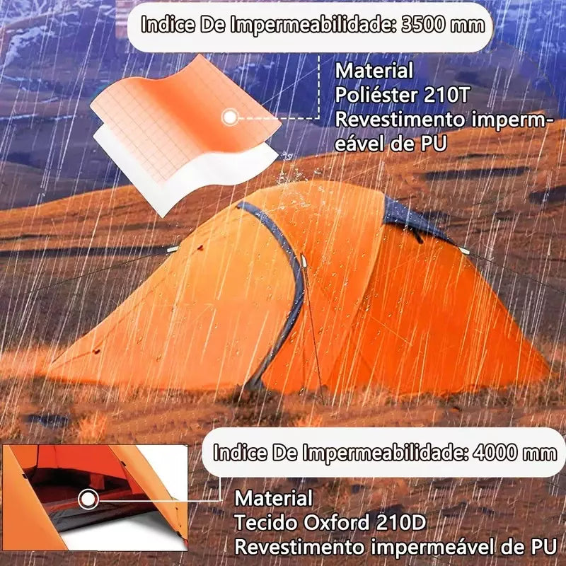 Barraca de Camping JOYFOX para 4 Pessoas – Impermeável e Profissional para Trekking e Montanha
