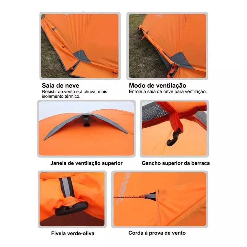 Barraca de Camping JOYFOX para 4 Pessoas – Impermeável e Profissional para Trekking e Montanha