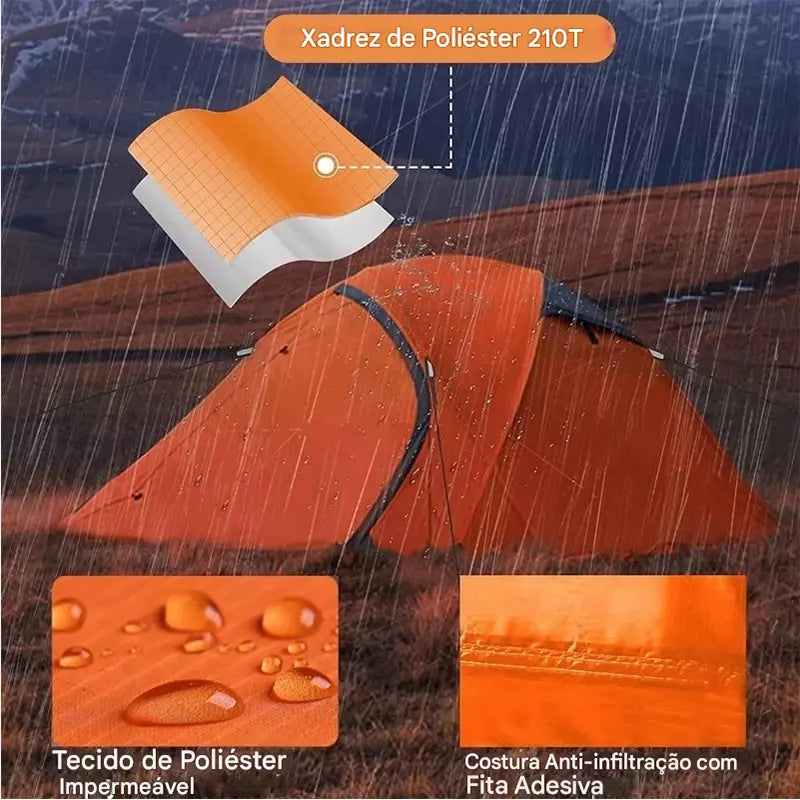 Barraca de Camping JOYFOX para 4 Pessoas – Impermeável e Profissional para Trekking e Montanha