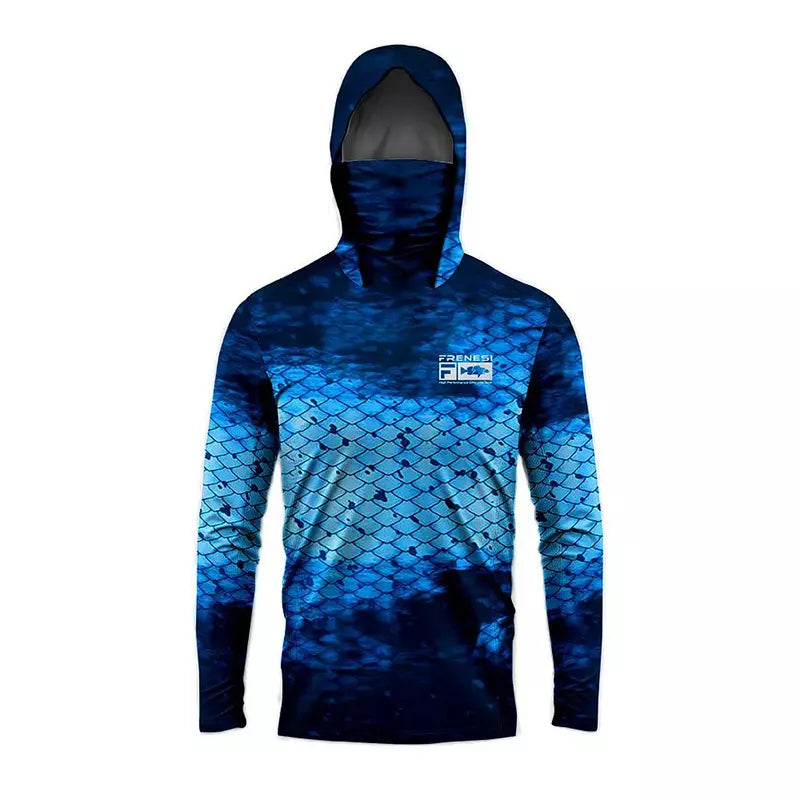 Camisa de Pesca Proteção Solar UPF50 com Balaclava e Capuz Várias Estampas