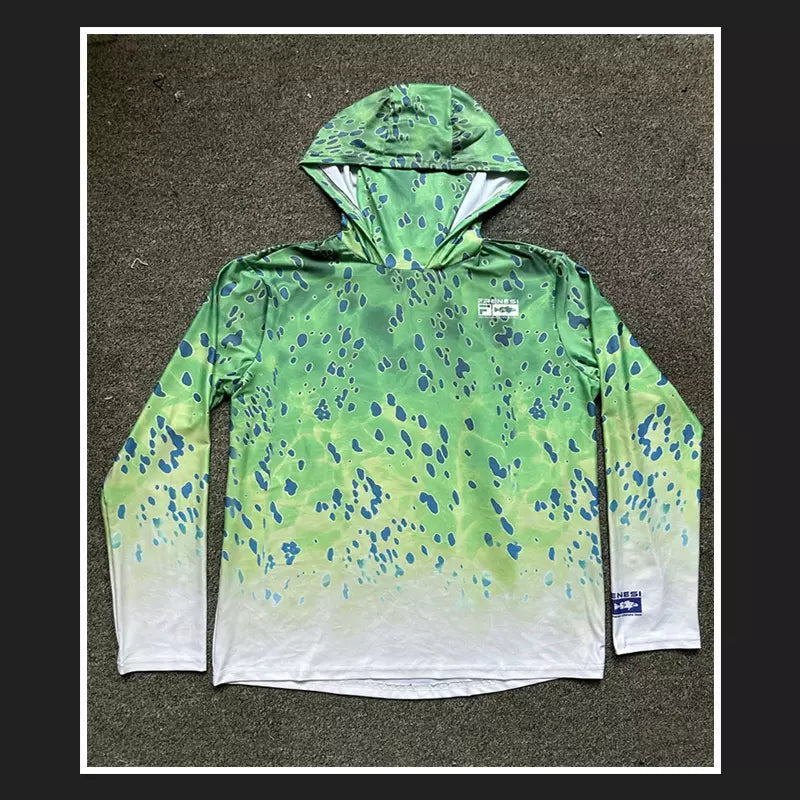 Camisa de Pesca Proteção Solar UPF50 com Balaclava e Capuz Várias Estampas
