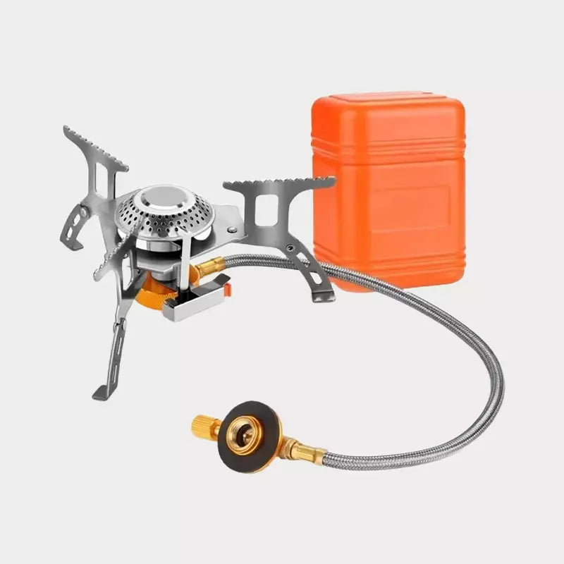 Mini Fogão Portátil com Mangueira de Gás para Acampamento