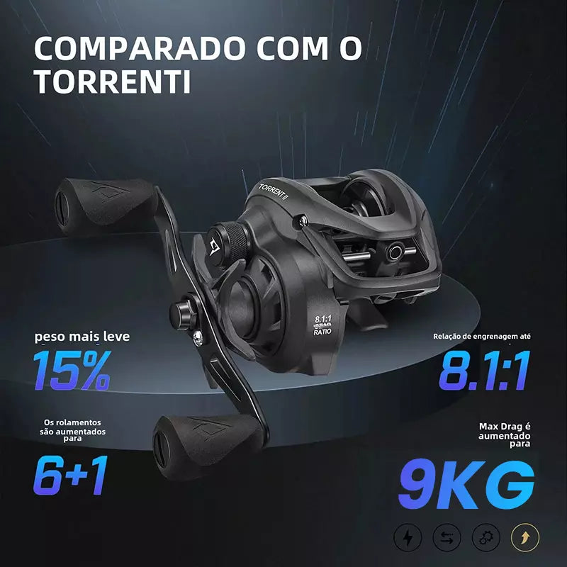 Carretilha Piscifun Torrent II, Recolhimento 6.1:1/8.1:1, 191g Peso Ultra-Leve, 9kg Arrasto