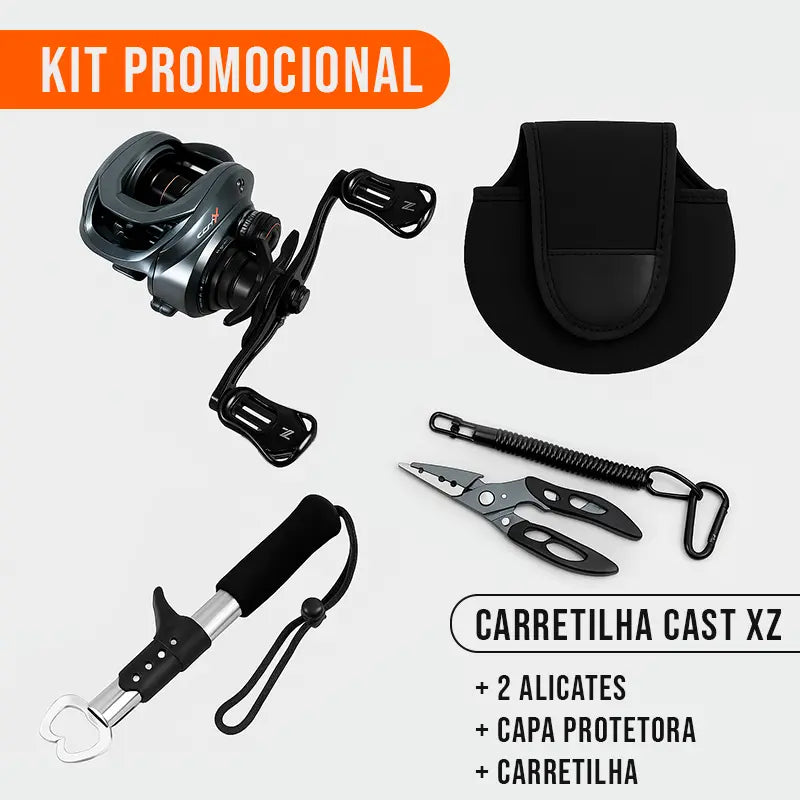 Kit Promocional Carretilha Seasir Cast XZ + Alicates de Pesca + Capa p/ Carretilha