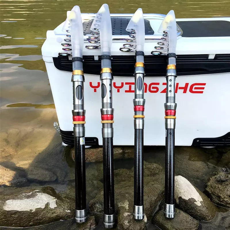 Conjunto Molinete Resistente + Vara de Pesca Retrátil 1.80 à 3.60m Fibra de Carbono