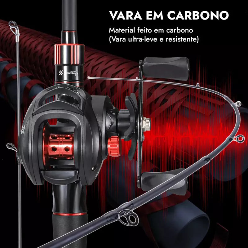 Kit Carretilha 7.2:1 + Vara de Pesca SougaYiLang 1.80m/1.98m/2.10m