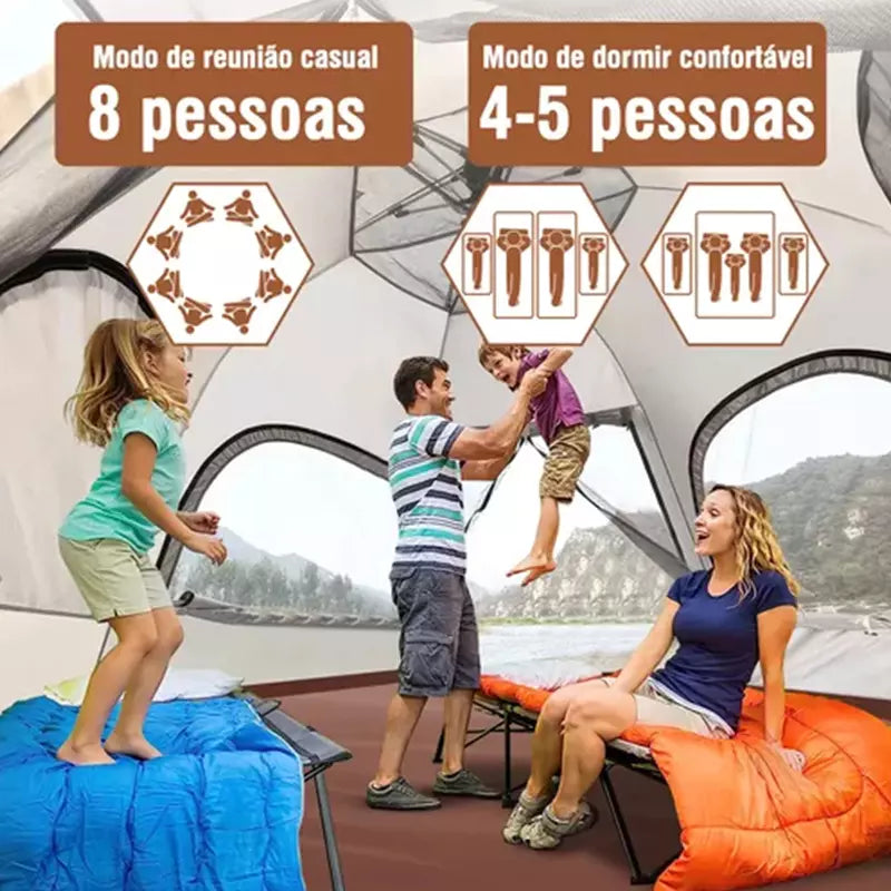 Barraca de Camping Automática JOYFOX para 5 a 8 Pessoas – Prática e Confortável