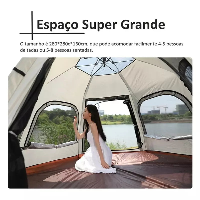Barraca de Camping Automática JOYFOX para 5 a 8 Pessoas – Prática e Confortável