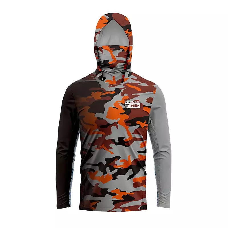 Camisa de Pesca Proteção Solar UPF50 com Balaclava e Capuz Várias Estampas