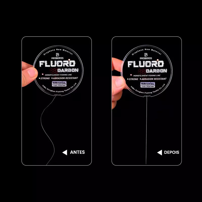 Linha de Pesca PROBEROS Monofilamento FluoroCarbon p/Líder Resistente 100 Metros